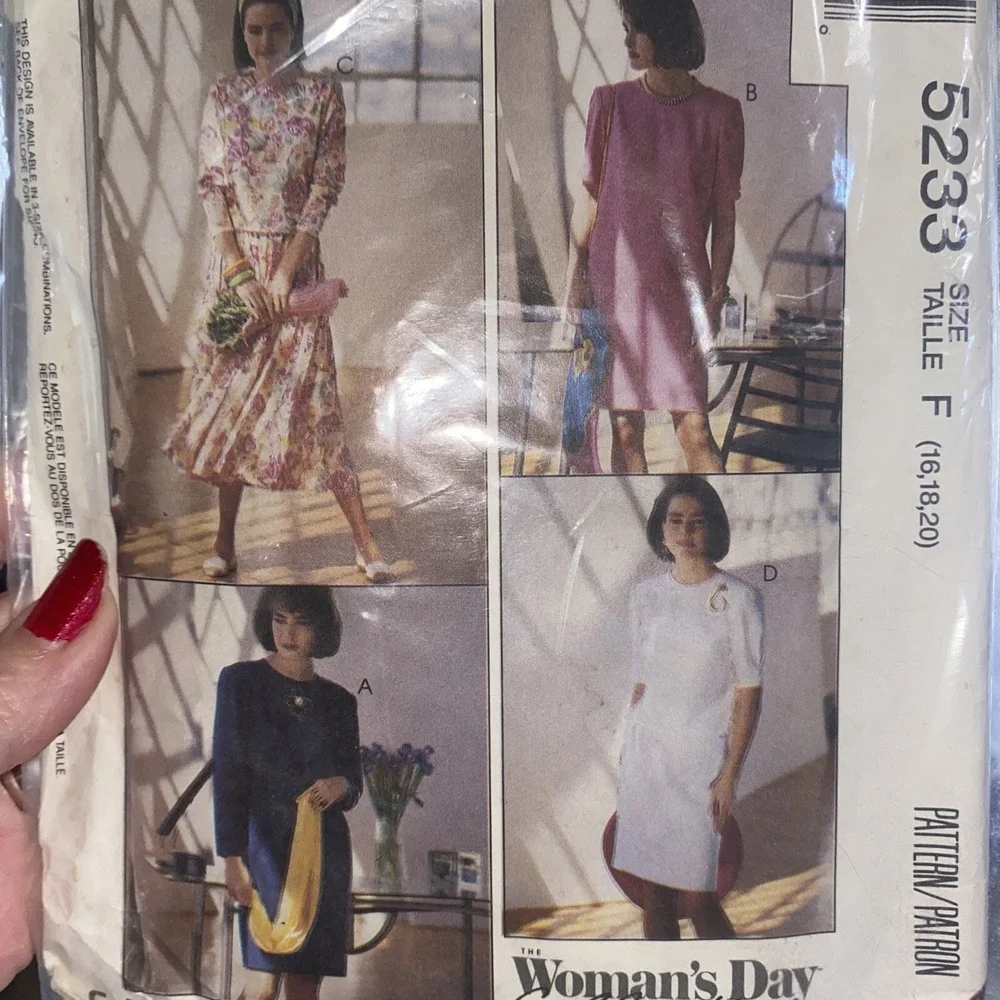 McCalls Easy Dress Sewing Pattern 5233 Size 16-20 Cut & Complete Woman's Day